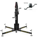 ELC-775 Teleskophebeturm „Top Loading“. Abnehmbare Beine und Sockel mit Rädern